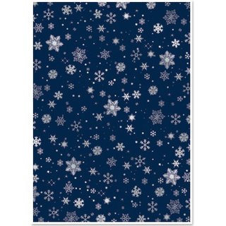 Deko-Karton Weihnachten, nachtblau, silber laminiert