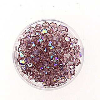 Glasschliffperlen (Gre: 4 mm, Farbe: bedampft amethyst AB 93)