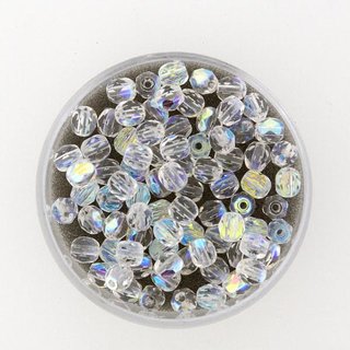 Glasschliffperlen (Gre: 6 mm, Farbe: bedampft kristall AB 14)