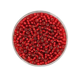 Rocailles mit Silbereinzug 2,6 mm (rot)