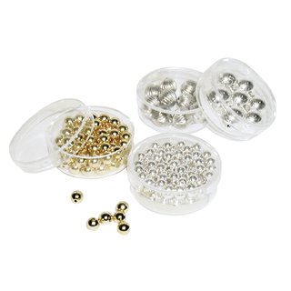 Plastik-Rundperlen gold/silber (Gre: 4 mm - 150 Stk., Farbe: gold)