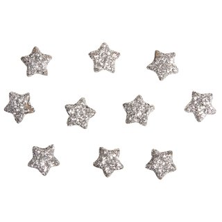 Plastik Deko-Perlen Sterne silber