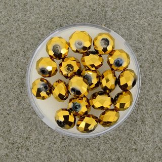 Glasschliffperle Briolette goldfb. 8 mm