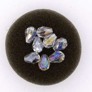 Glasschliffperle Tropfen kristall AB 6x8 mm