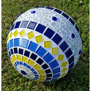 Mosaikkugel blau/gelb 22 cm